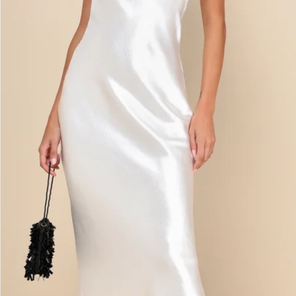 Elegant White Satin Dress